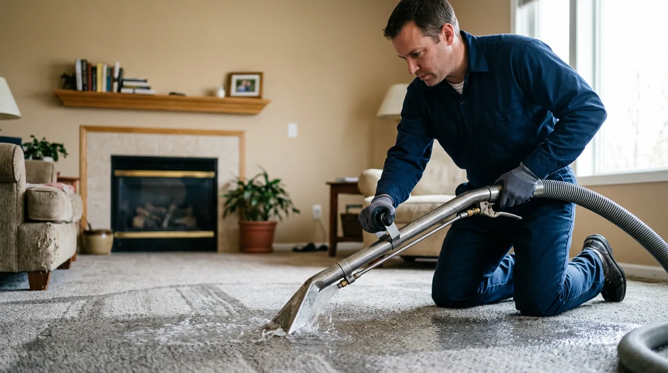 Water damage restoration technician working near Wheeler, WI